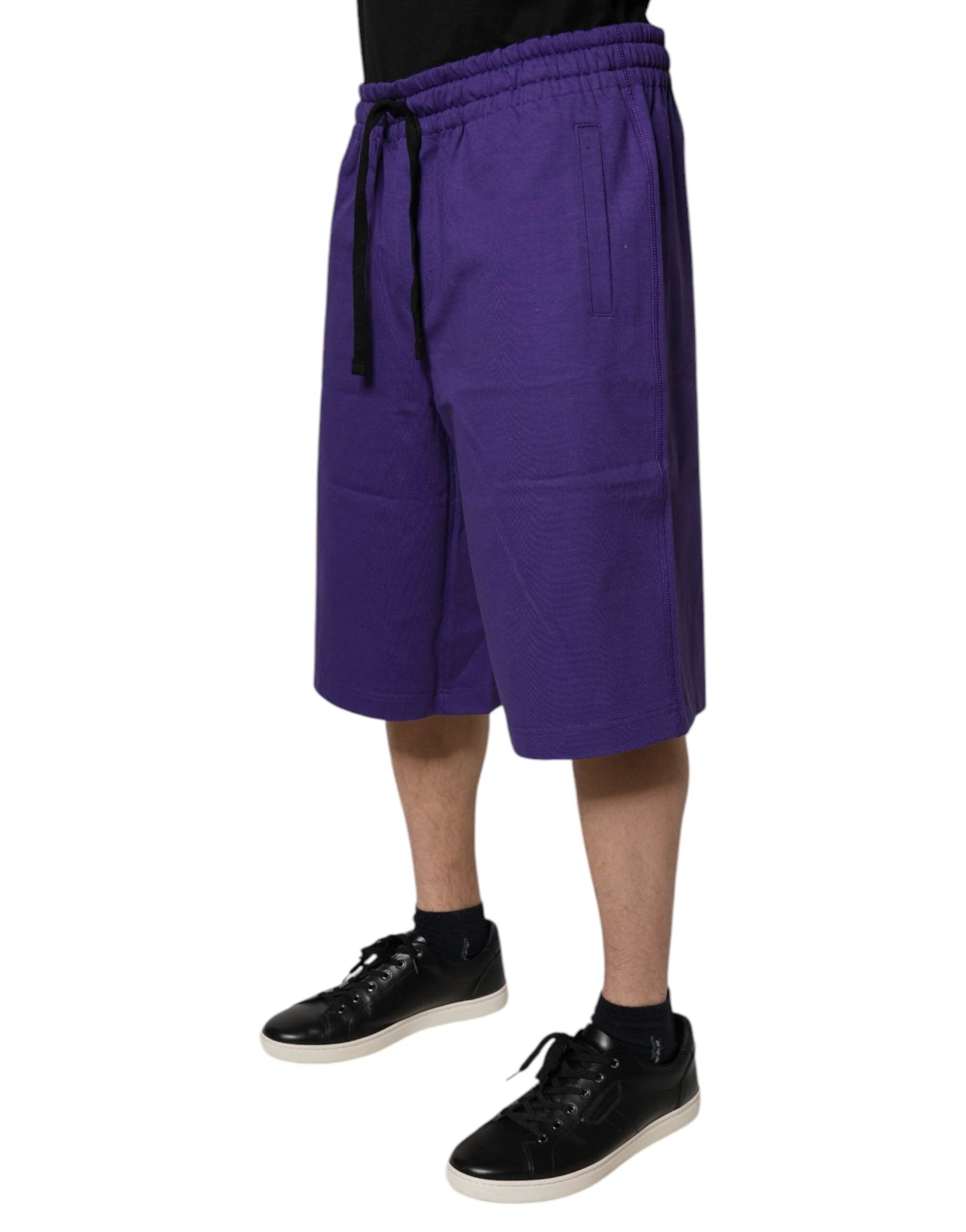 Dolce & Gabbana Purple Cotton Men Bermuda Sweatshorts Shorts by Dolce & Gabbana