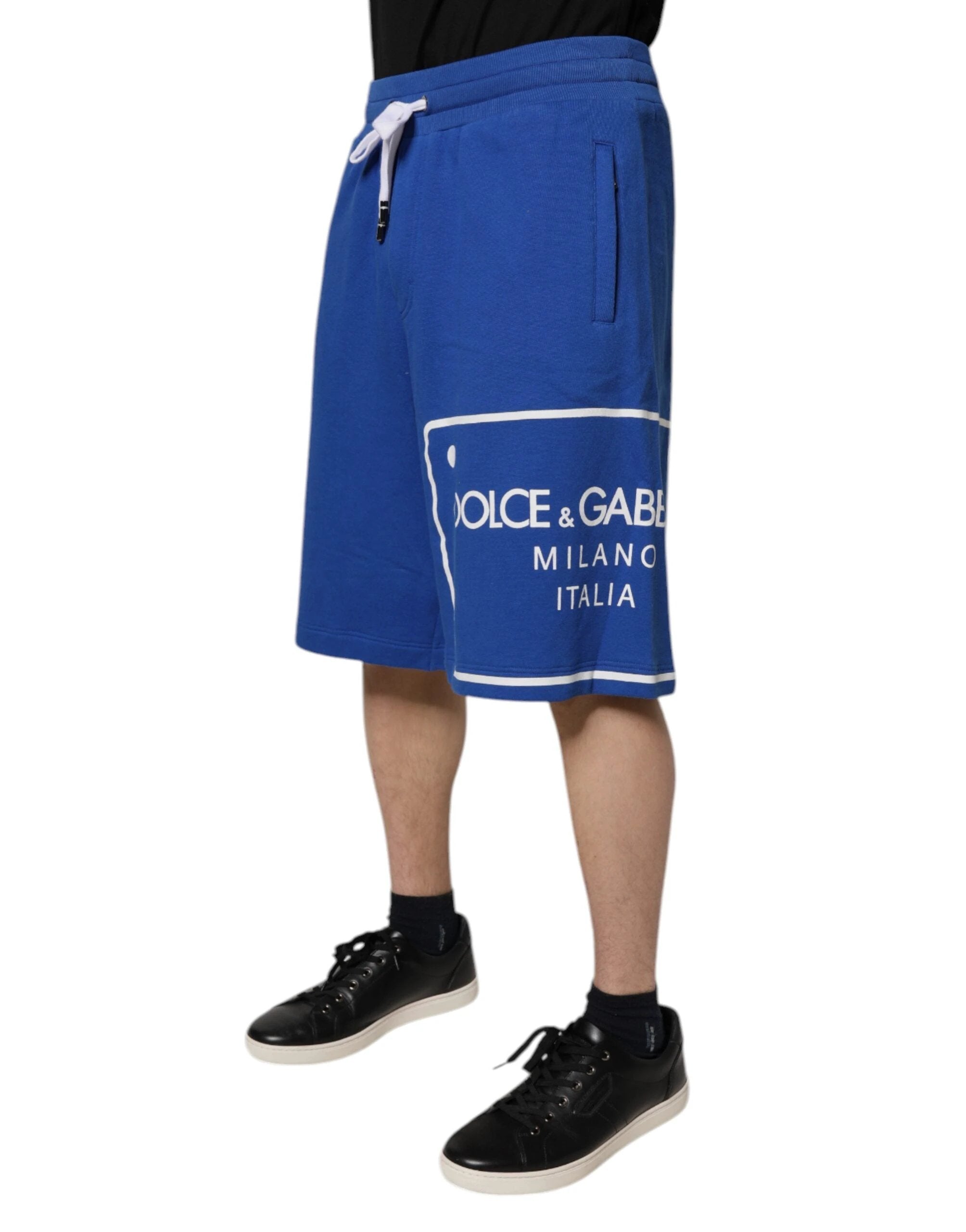 Dolce & Gabbana Blue Logo Cotton Bermuda Sweatshorts Shorts by Dolce & Gabbana