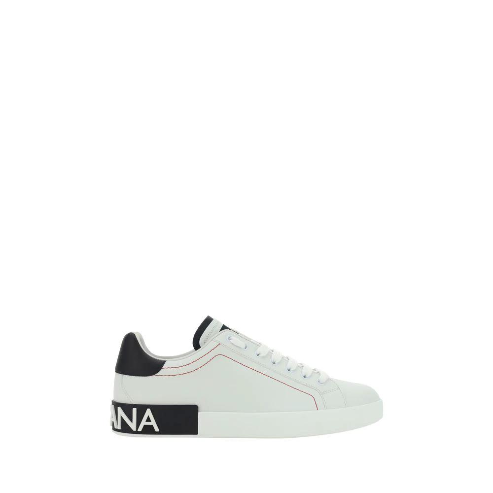 Dolce & Gabbana White Calf Leather Bos Taurus Low Top Sneakers by Dolce & Gabbana