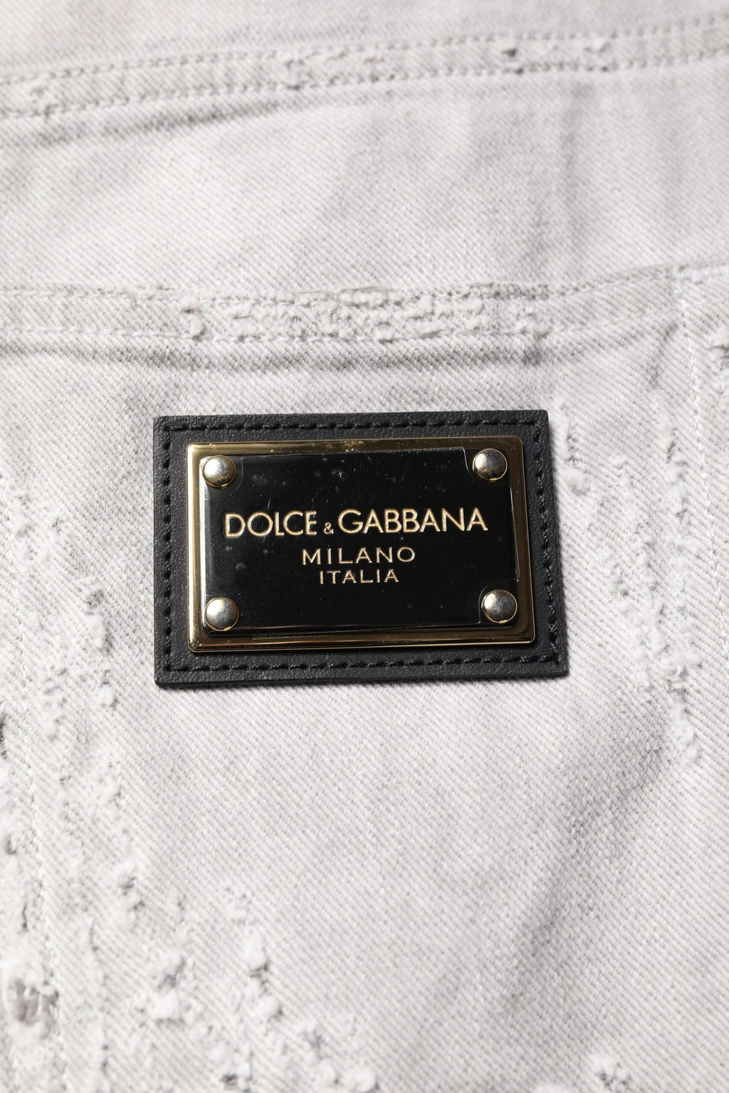 Dolce & Gabbana Light Gray Tattered Men Denim Bermuda Shorts by Dolce & Gabbana