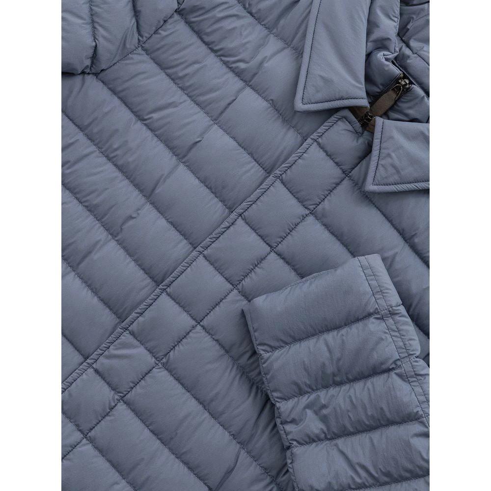 Herno Blue Polyester Coat by Herno
