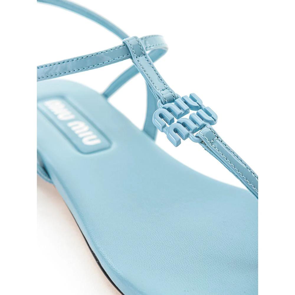 Miu Miu Blue Patent Leather Flip-Flop Sandals by Miu Miu