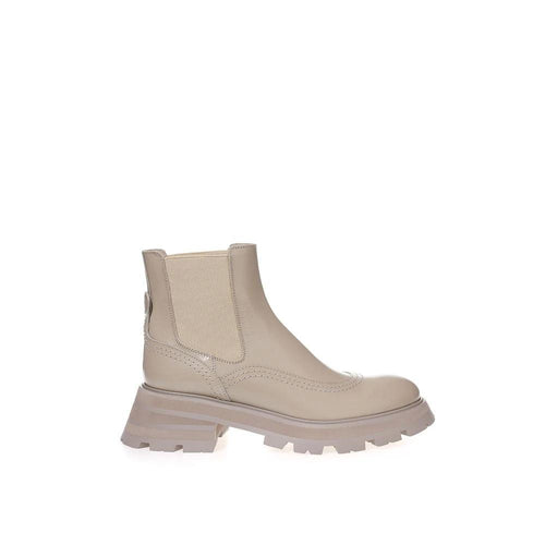 Alexander McQueen Beige Leather Chelsea Boots by Alexander McQueen