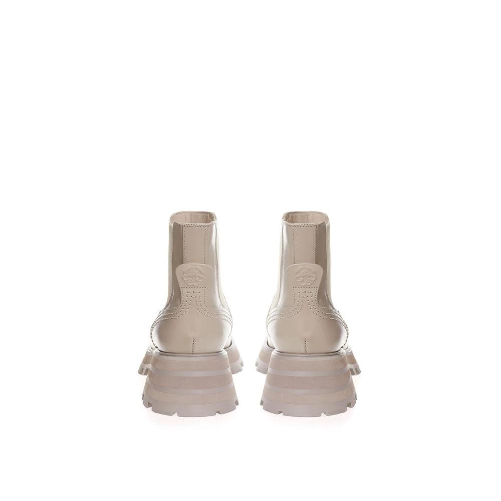 Alexander McQueen Beige Leather Chelsea Boots by Alexander McQueen