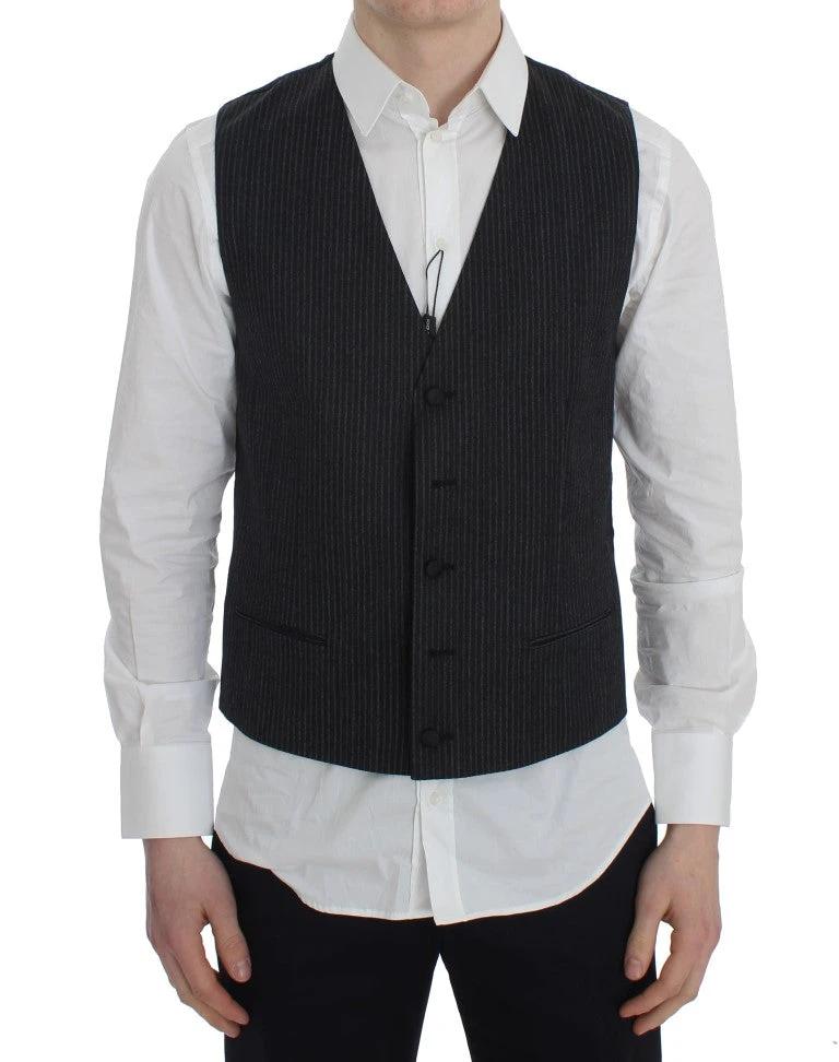 Dolce & Gabbana Gray Striped Formal Vest by Dolce & Gabbana
