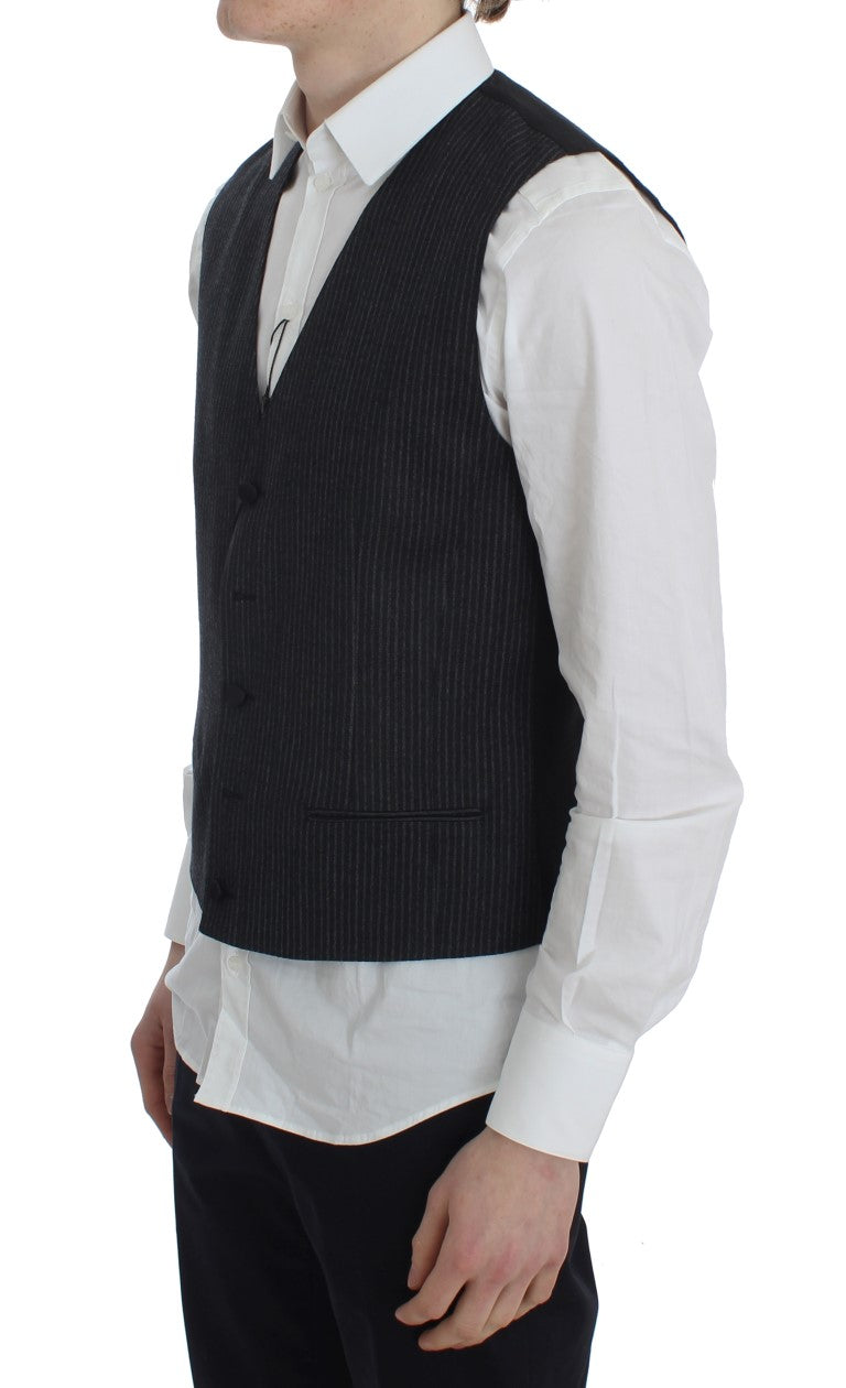 Dolce & Gabbana Gray Striped Formal Vest by Dolce & Gabbana