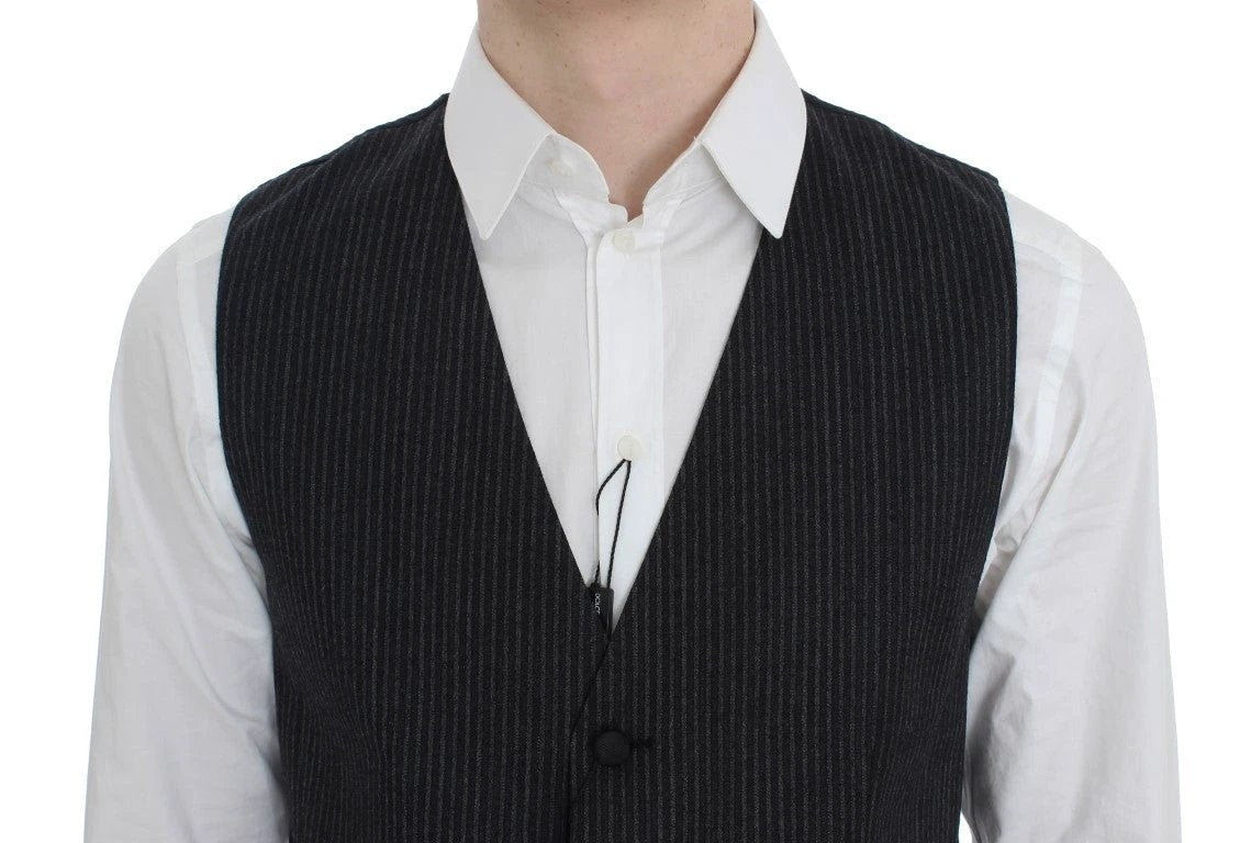 Dolce & Gabbana Gray Striped Formal Vest by Dolce & Gabbana