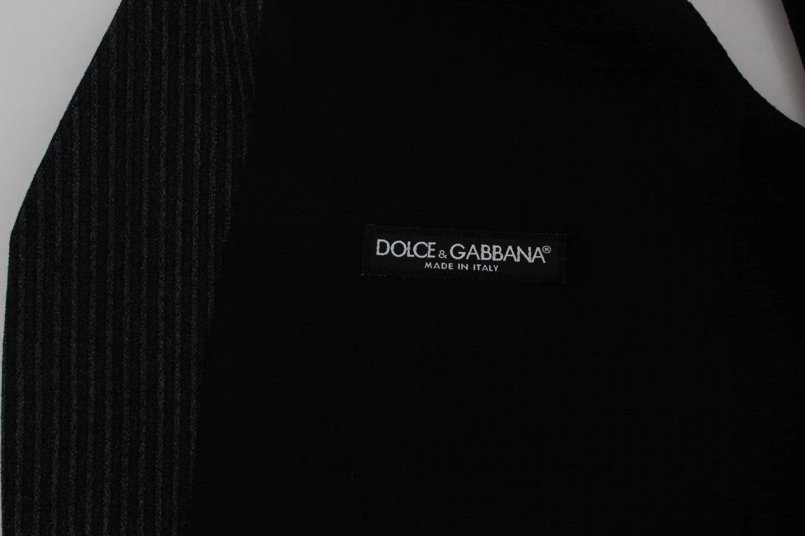 Dolce & Gabbana Gray Striped Formal Vest by Dolce & Gabbana