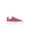 Casadei Fuchsia Fabric And Leather Low Top Sneakers by Casadei