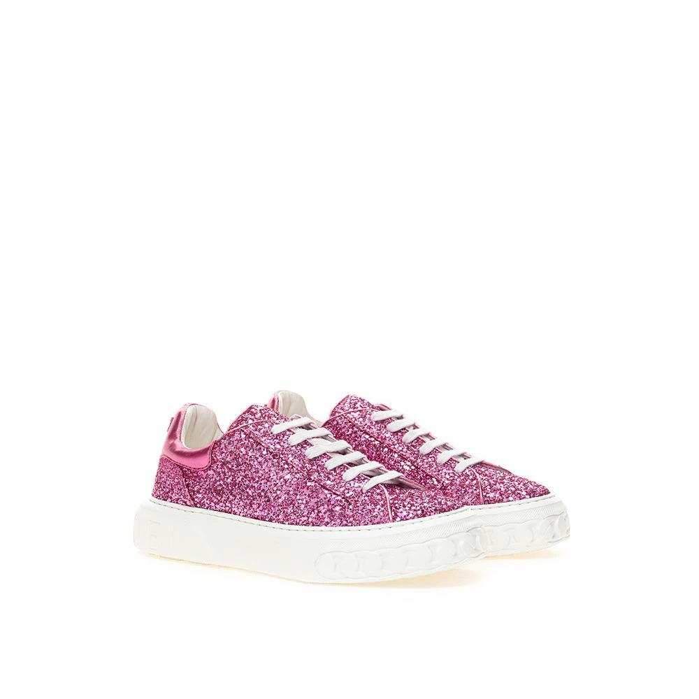 Casadei Fuchsia Fabric And Leather Low Top Sneakers by Casadei