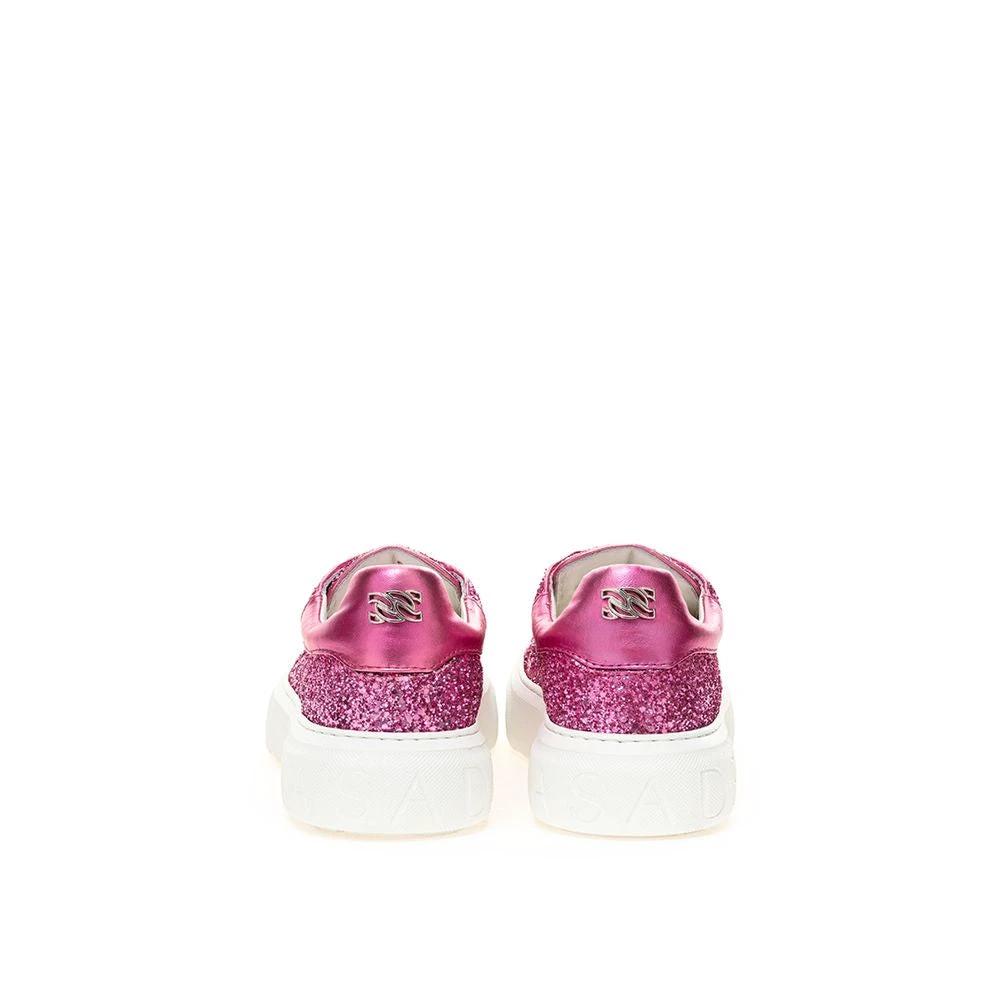 Casadei Fuchsia Fabric And Leather Low Top Sneakers by Casadei