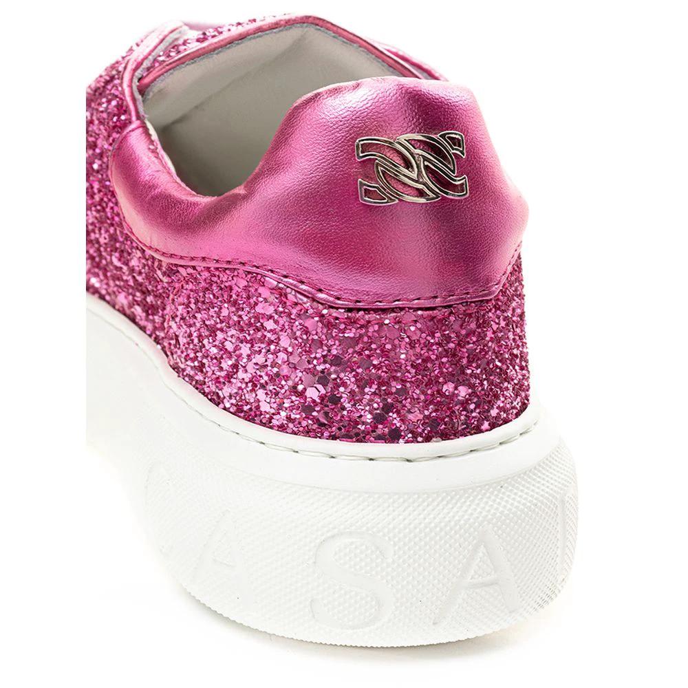 Casadei Fuchsia Fabric And Leather Low Top Sneakers by Casadei