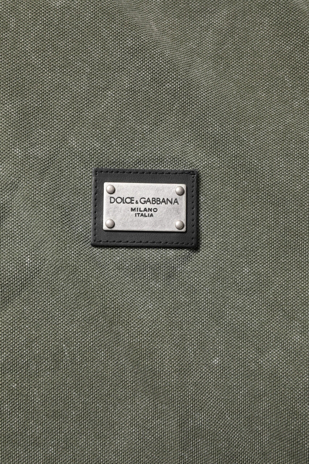 Dolce & Gabbana Army Green Logo Plaque Cotton Polo Shirt T-shirt by Dolce & Gabbana