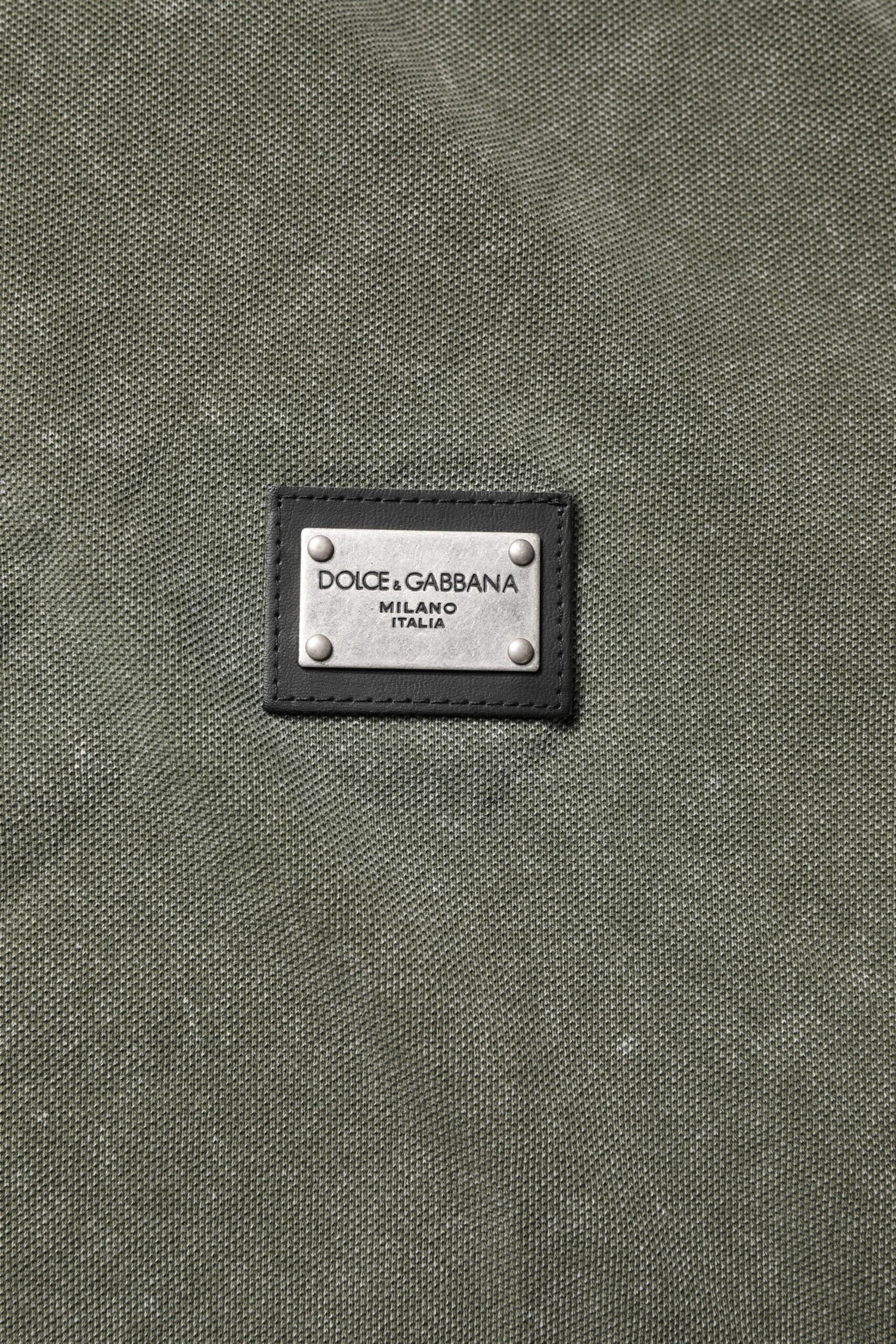 Dolce & Gabbana Army Green Logo Plaque Cotton Polo Shirt T-shirt by Dolce & Gabbana