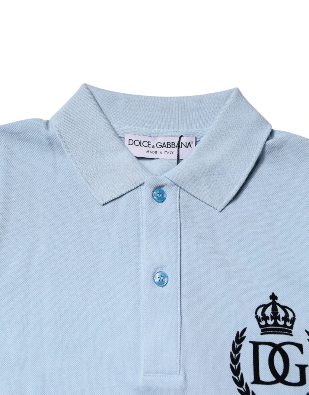 Dolce & Gabbana Sky Blue Cotton Crown Collared Polo T-shirt by Dolce & Gabbana