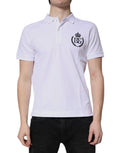 Dolce & Gabbana White Cotton Crown Collared Men Polo T-shirt by Dolce & Gabbana