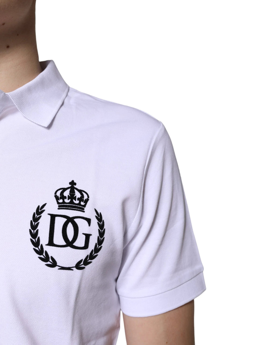 Dolce & Gabbana White Cotton Crown Collared Men Polo T-shirt by Dolce & Gabbana