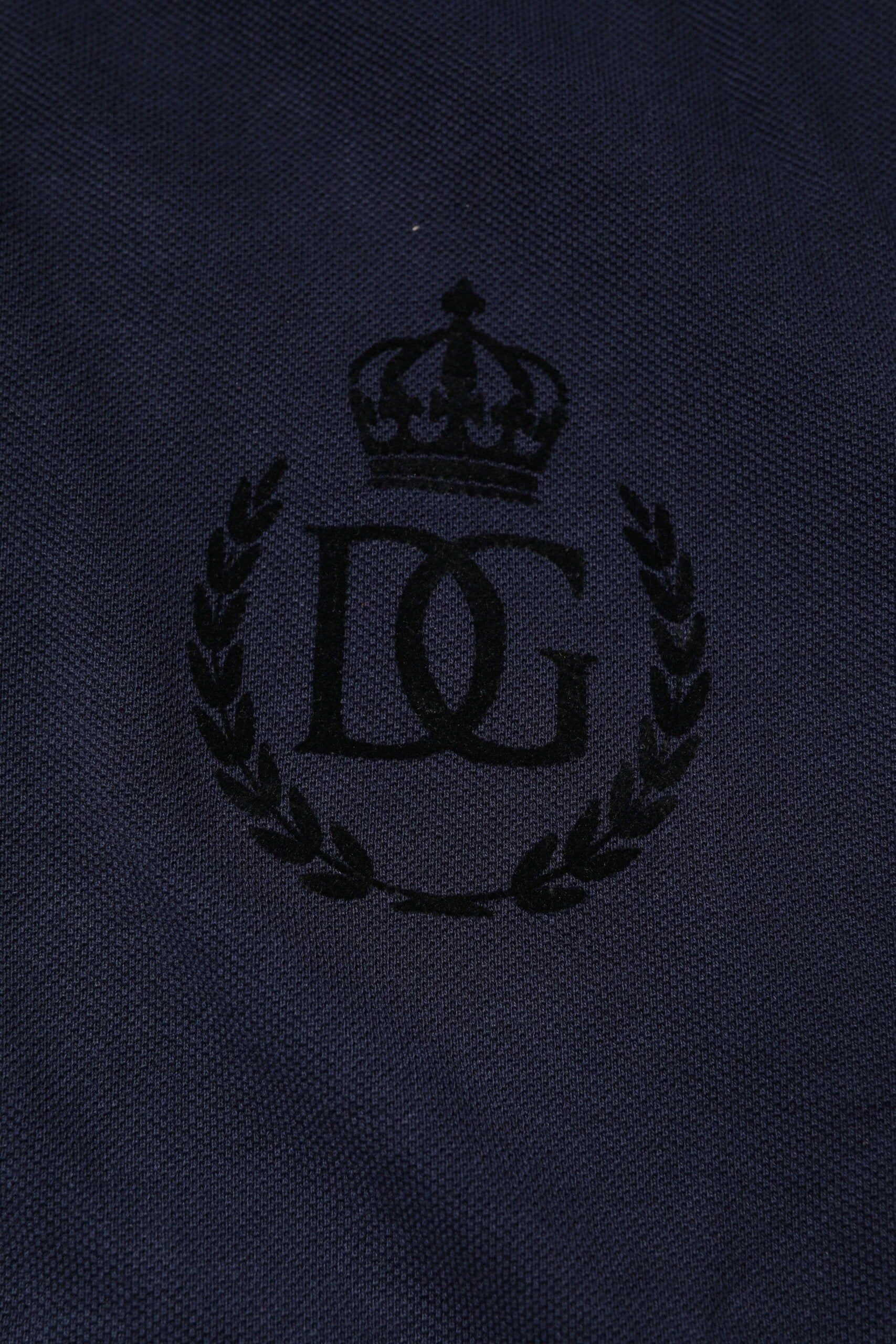 Dolce & Gabbana Dark Blue Cotton Crown Collared Polo T-shirt by Dolce & Gabbana