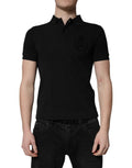 Dolce & Gabbana Black Cotton DG Logo Collared Polo T-shirt by Dolce & Gabbana
