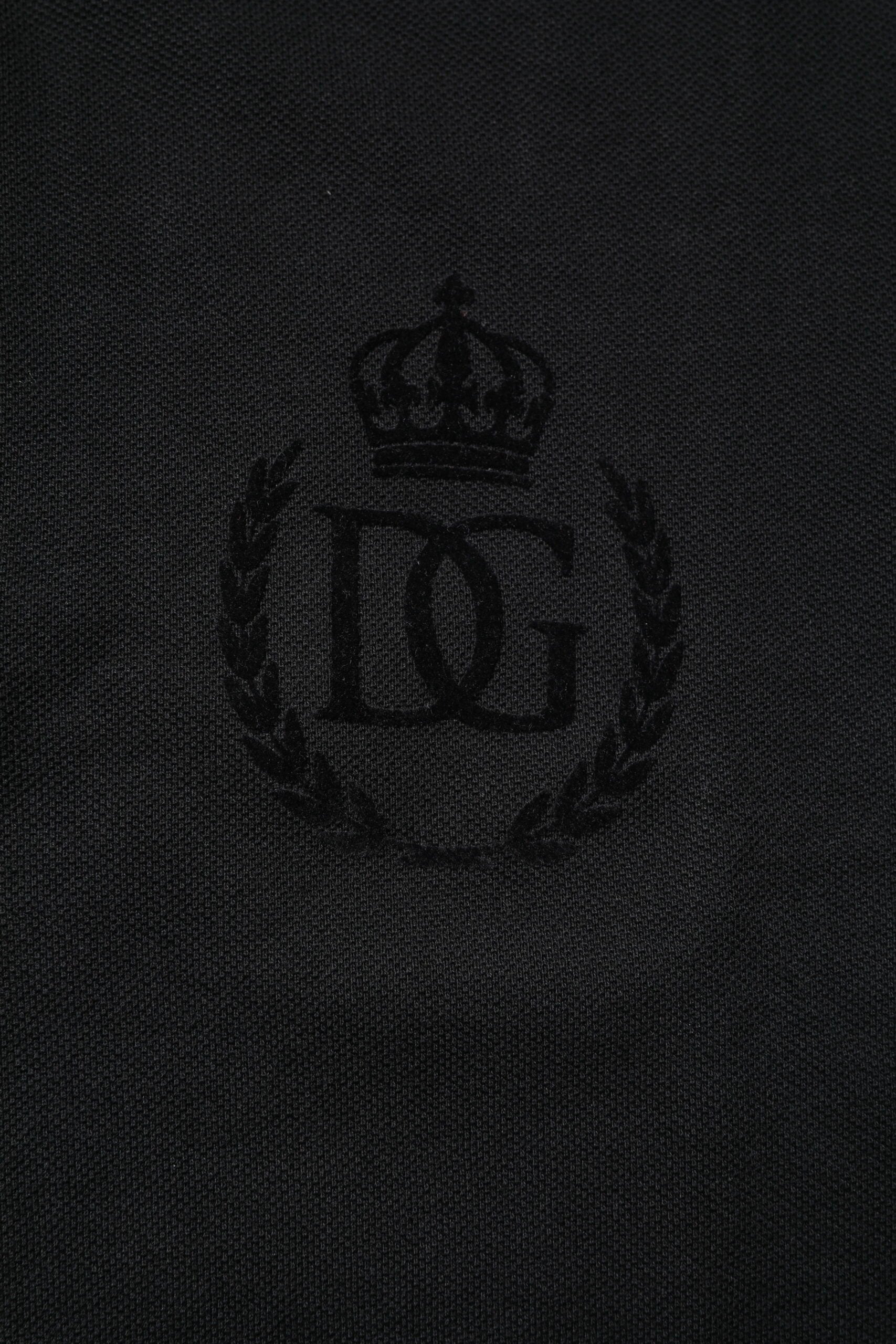 Dolce & Gabbana Black Cotton DG Logo Collared Polo T-shirt by Dolce & Gabbana