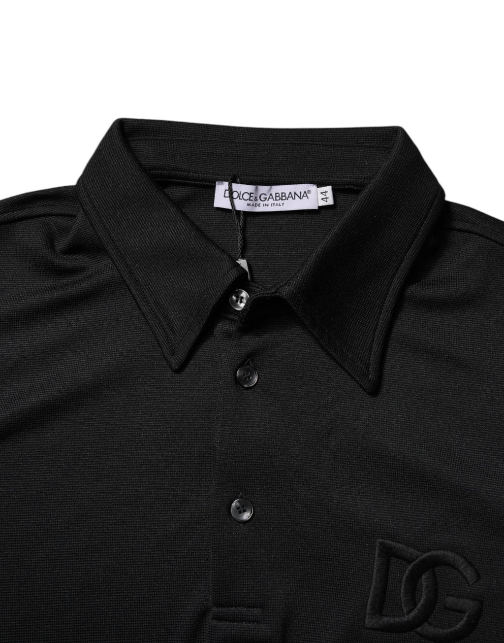 Dolce & Gabbana Black Polyester DG Logo Collared Polo T-shirt by Dolce & Gabbana