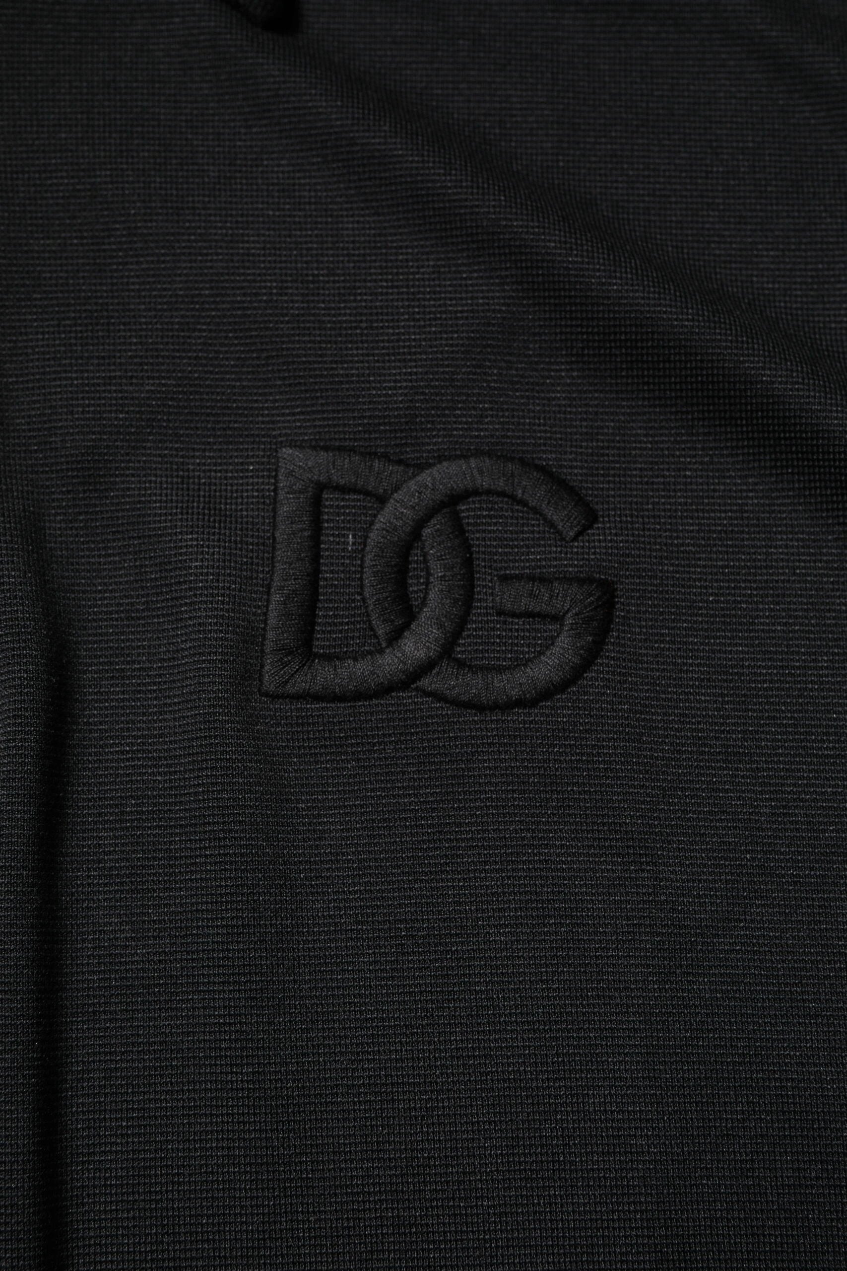 Dolce & Gabbana Black Polyester DG Logo Collared Polo T-shirt by Dolce & Gabbana