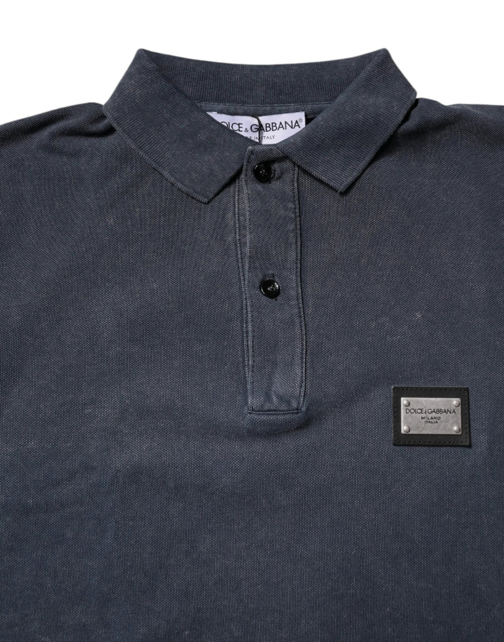 Dolce & Gabbana Dark Blue Logo Plaque Cotton Men Polo Shirt T-shirt by Dolce & Gabbana