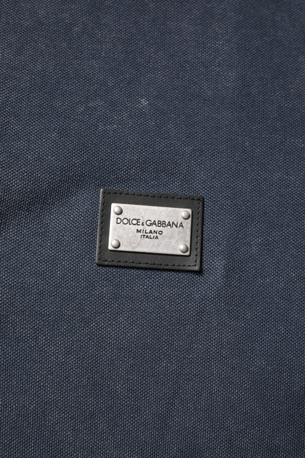 Dolce & Gabbana Dark Blue Logo Plaque Cotton Men Polo Shirt T-shirt by Dolce & Gabbana