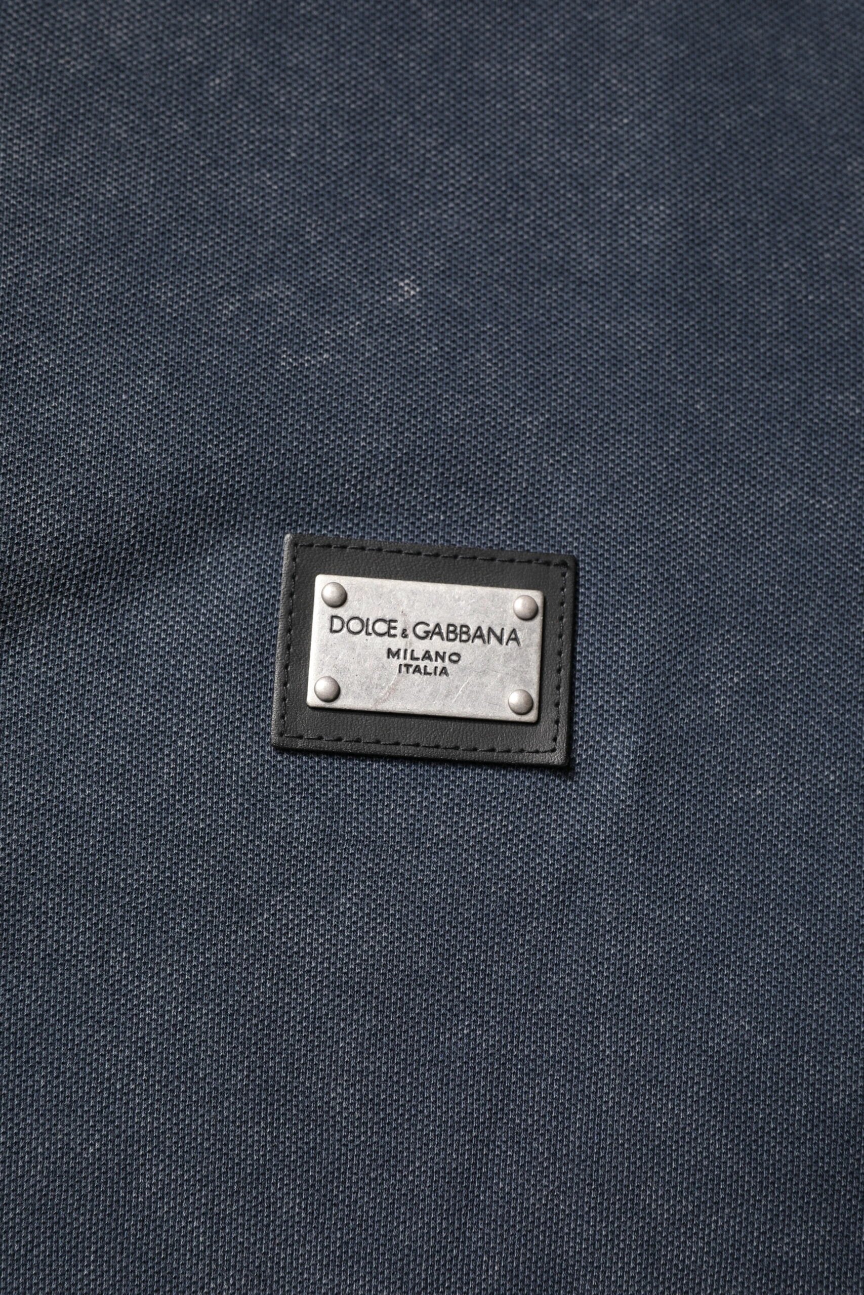 Dolce & Gabbana Dark Blue Logo Plaque Cotton Men Polo Shirt T-shirt by Dolce & Gabbana