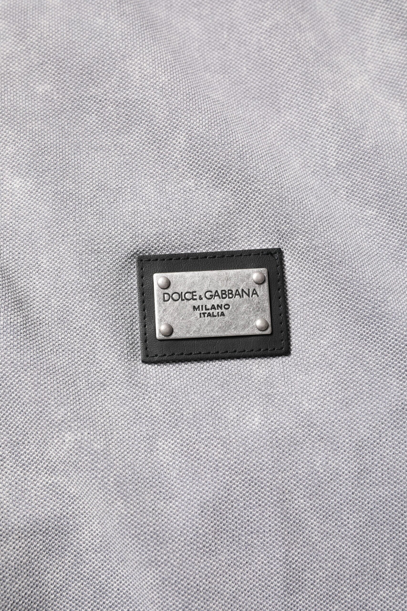 Dolce & Gabbana Gray Logo Plaque Cotton Men Polo Shirt T-shirt by Dolce & Gabbana