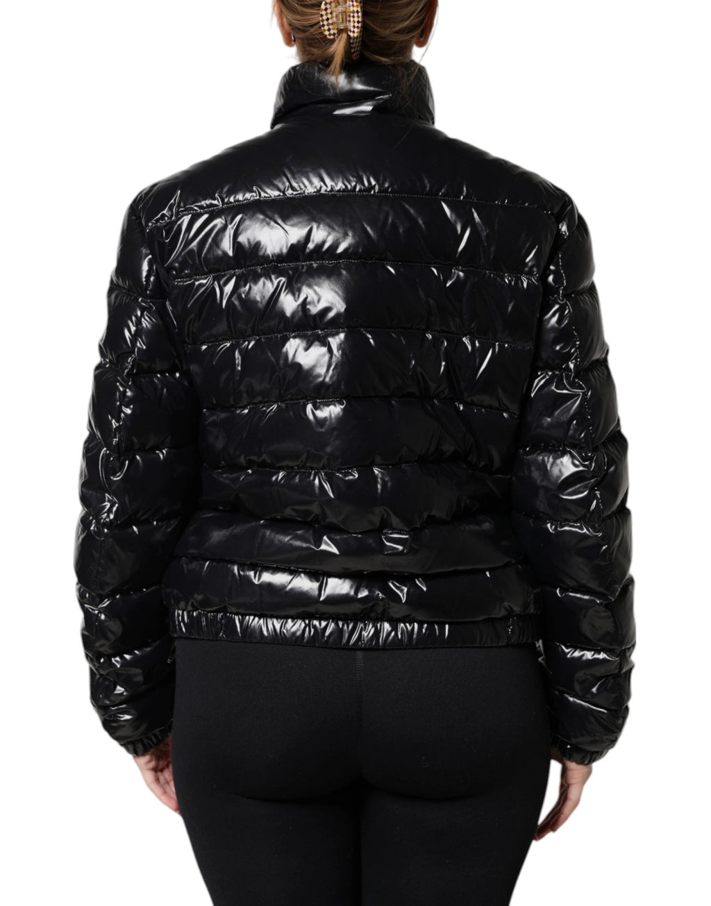 Dolce & Gabbana Black Logo Plaque Full Zip Puffer Jacket by Dolce & Gabbana