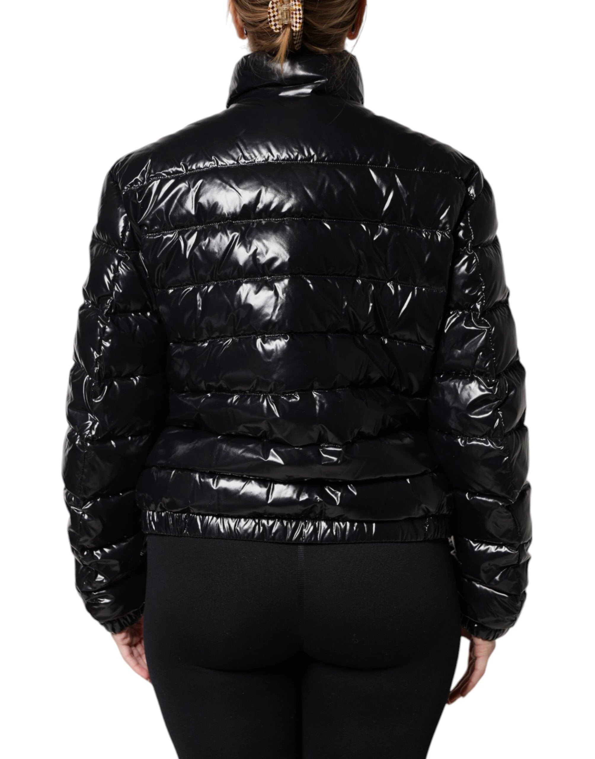 Dolce & Gabbana Black Logo Plaque Full Zip Puffer Jacket by Dolce & Gabbana
