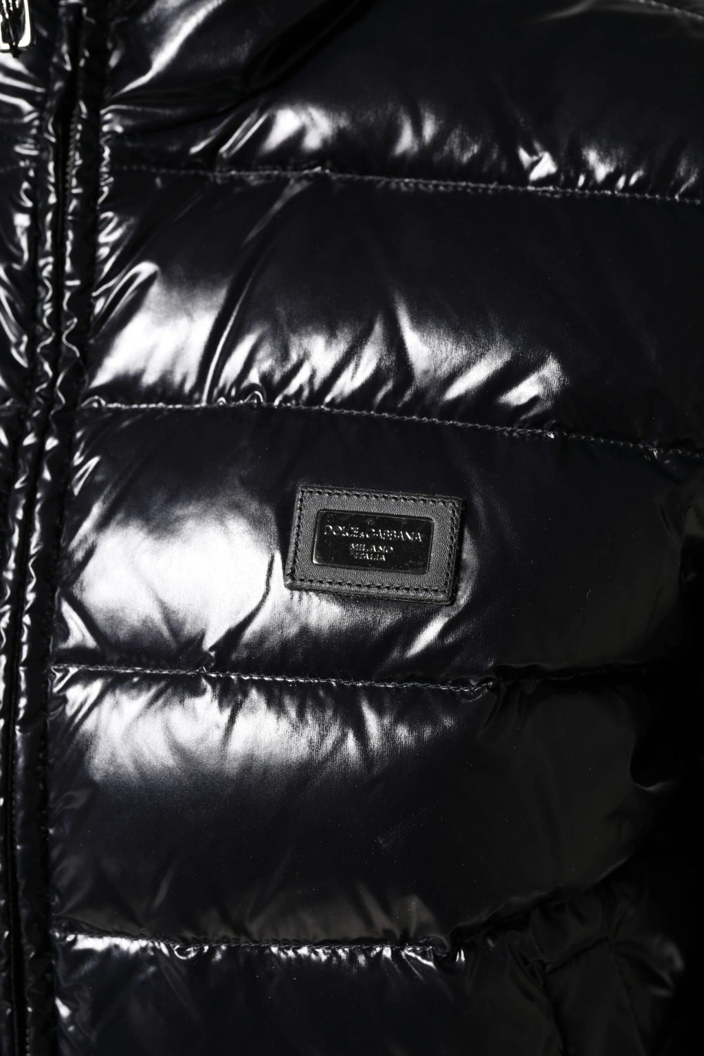 Dolce & Gabbana Black Logo Plaque Full Zip Puffer Jacket by Dolce & Gabbana