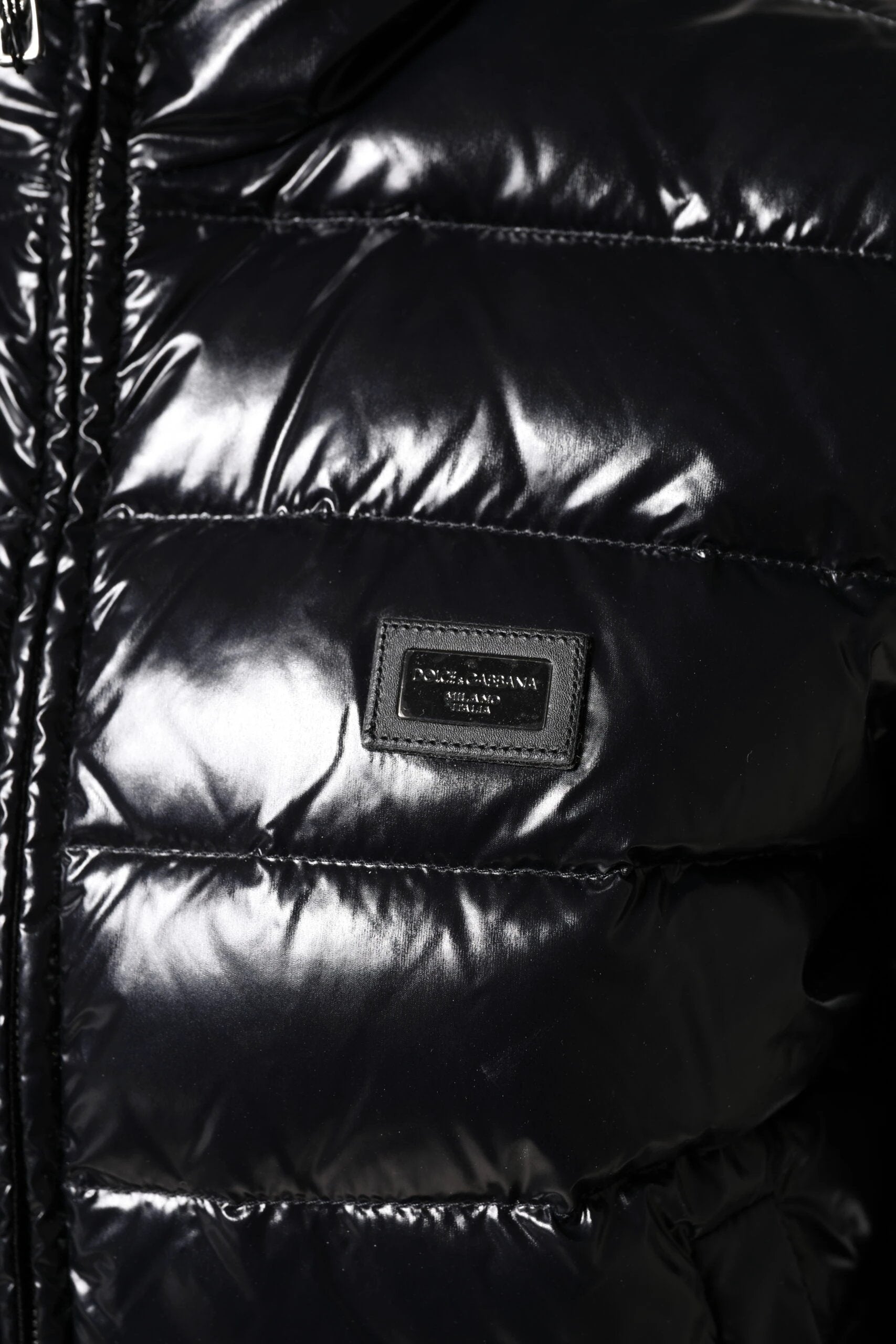 Dolce & Gabbana Black Logo Plaque Full Zip Puffer Jacket by Dolce & Gabbana