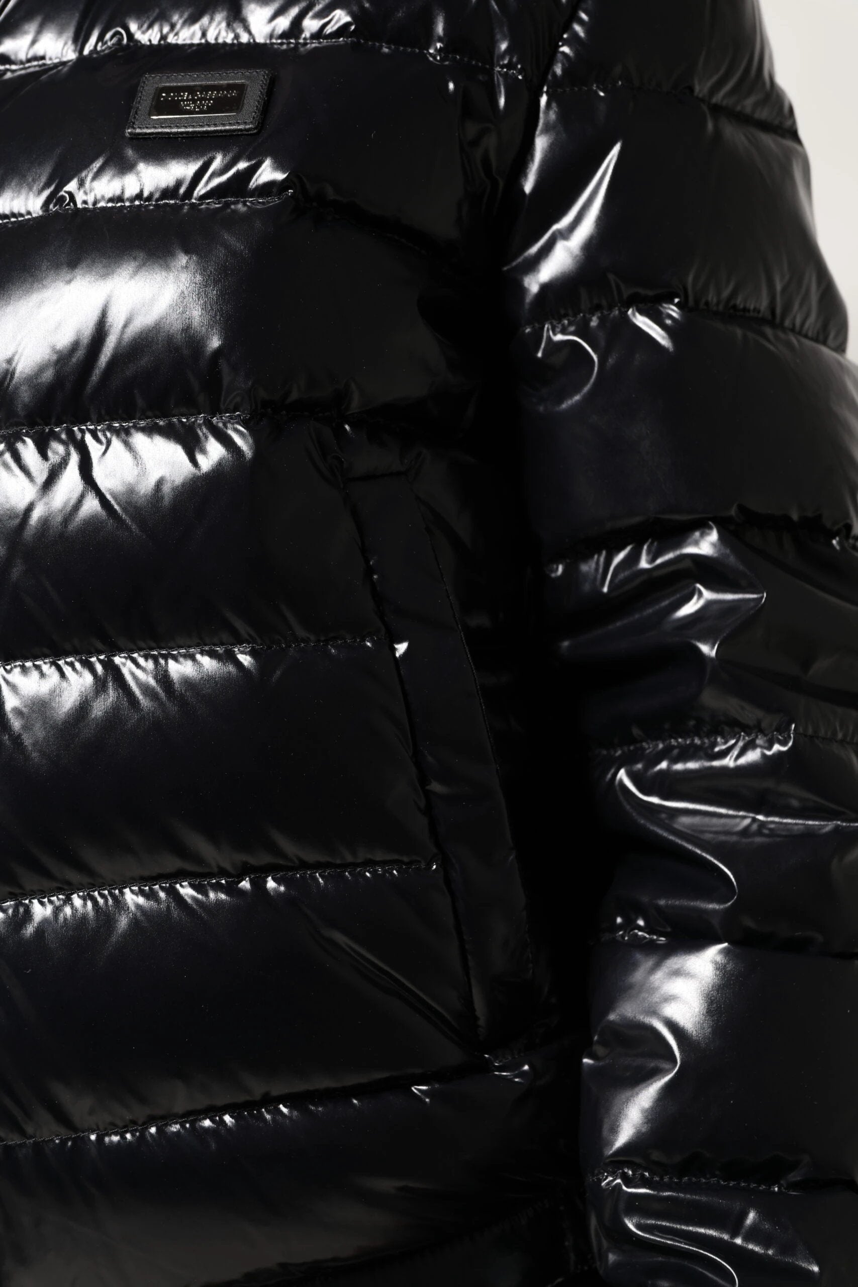 Dolce & Gabbana Black Logo Plaque Full Zip Puffer Jacket by Dolce & Gabbana