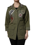 Dolce & Gabbana Military Green Queen Embellished Coat Jacket by Dolce & Gabbana