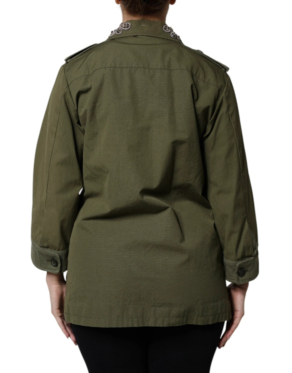 Dolce & Gabbana Military Green Queen Embellished Coat Jacket by Dolce & Gabbana