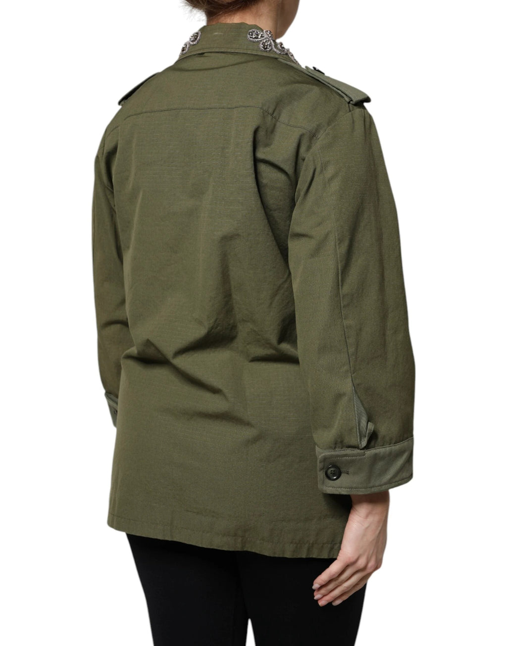 Dolce & Gabbana Military Green Queen Embellished Coat Jacket by Dolce & Gabbana