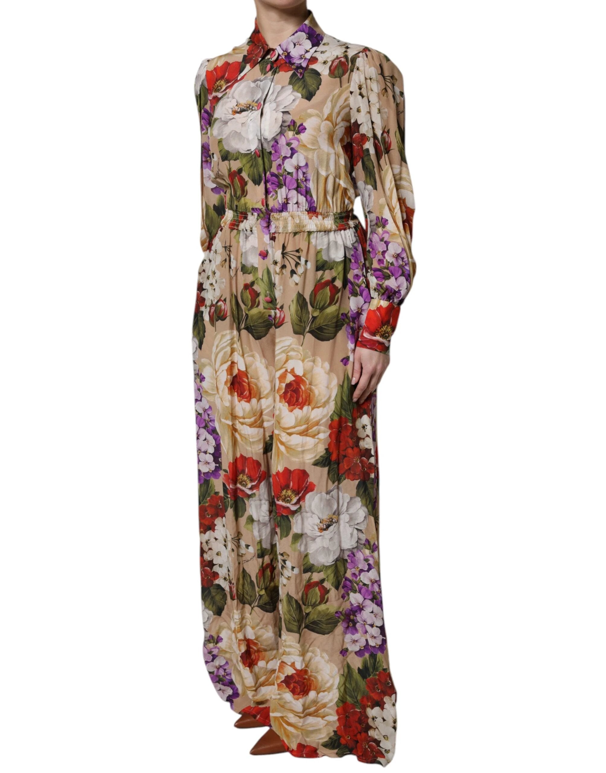 Dolce & Gabbana Multicolor Floral Wide Leg Jumpsuit Dress by Dolce & Gabbana