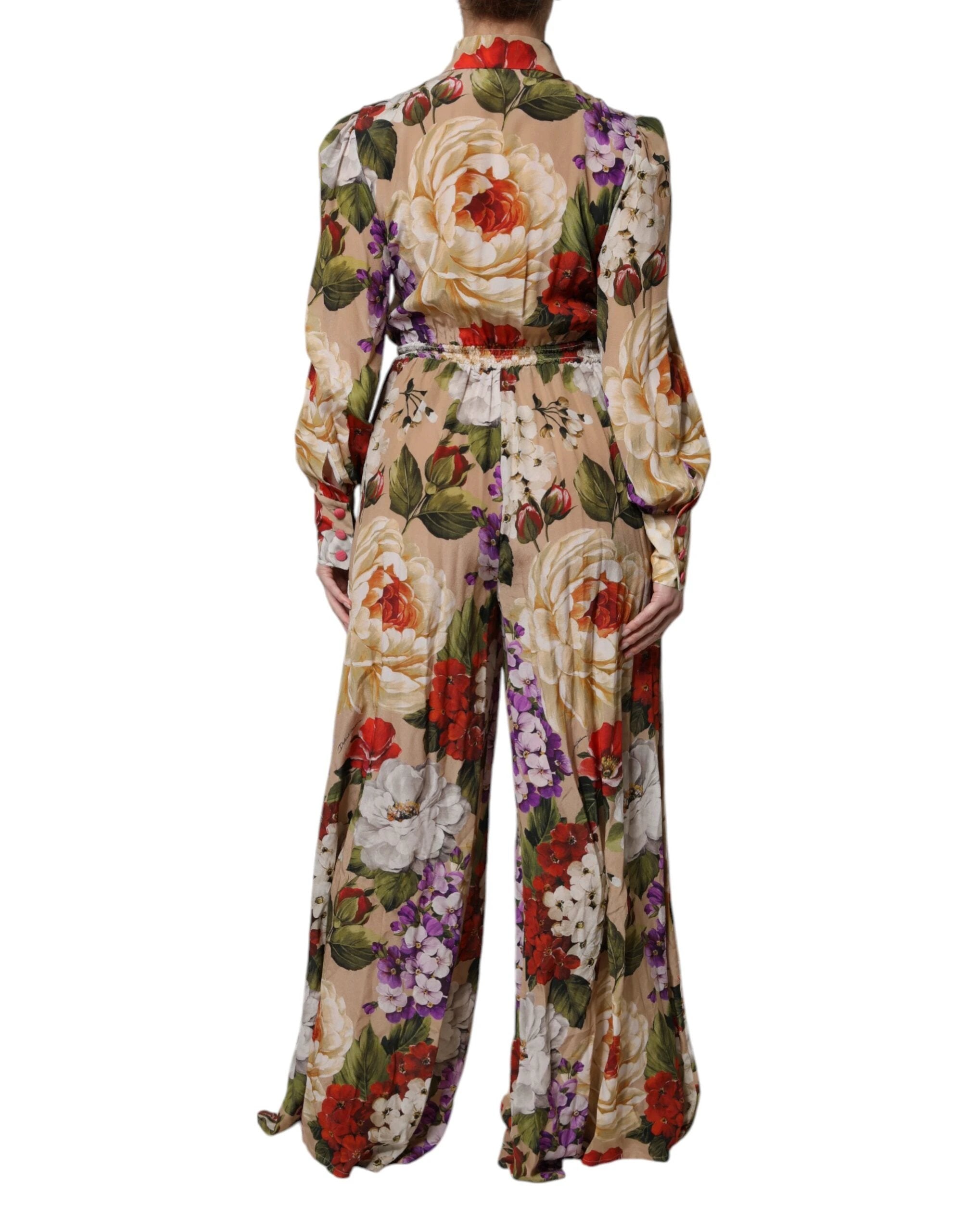 Dolce & Gabbana Multicolor Floral Wide Leg Jumpsuit Dress by Dolce & Gabbana