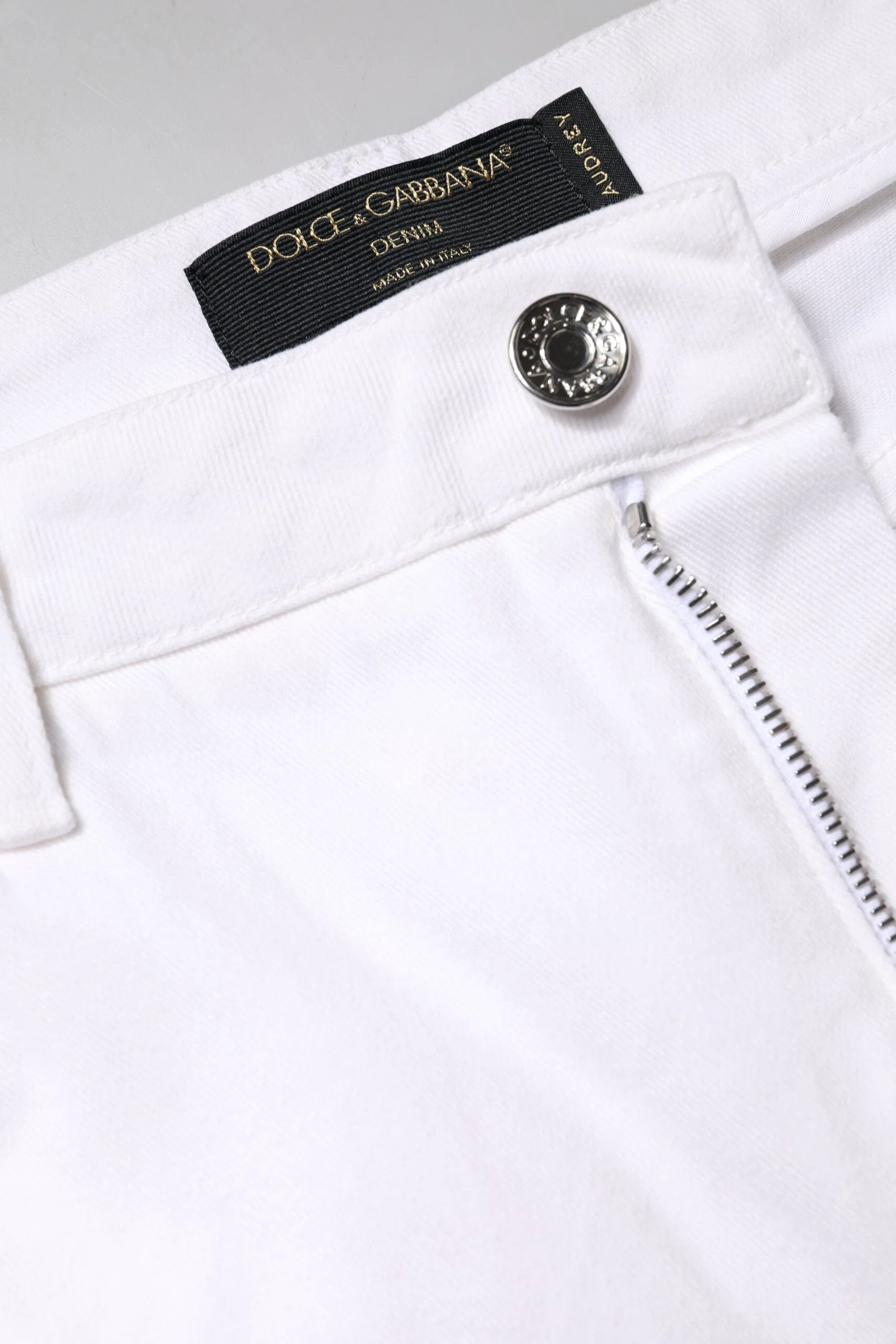 Dolce & Gabbana White Cotton Mid Waist Skinny Denim Jeans by Dolce & Gabbana