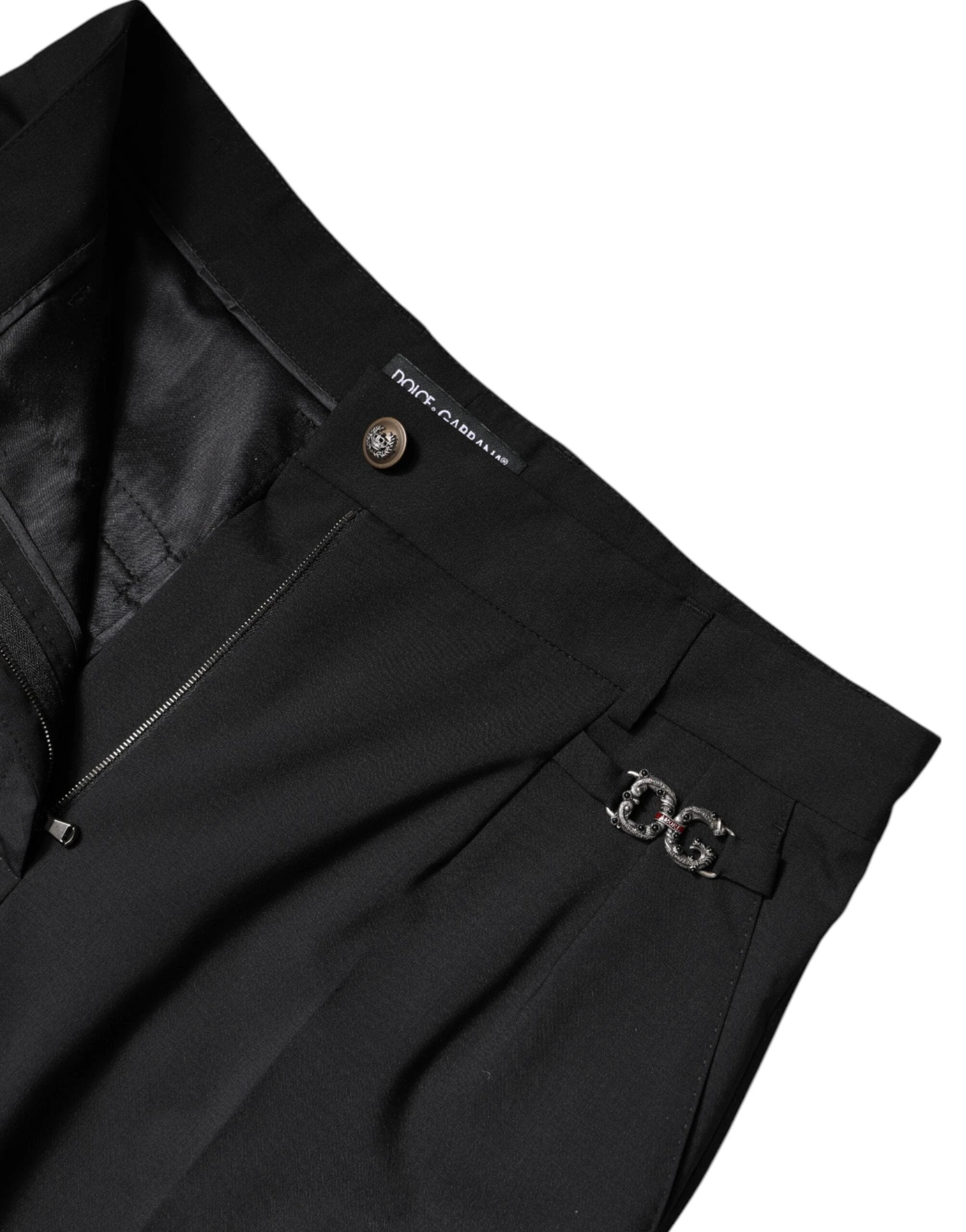 Dolce & Gabbana Black Polyester High Waist Dress Pants by Dolce & Gabbana