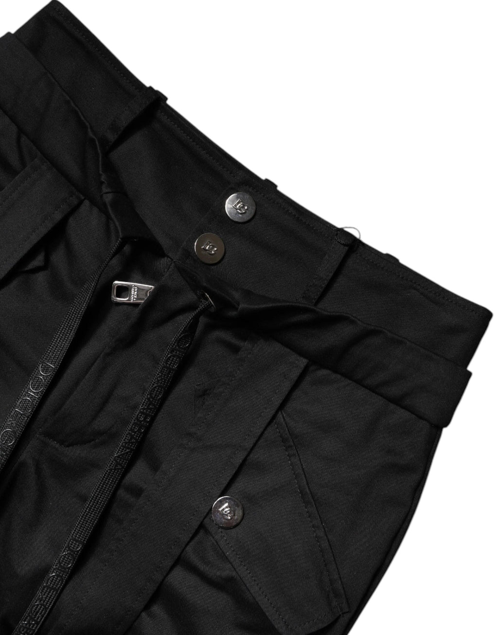 Dolce & Gabbana Black Cotton High Waist Cargo Pants by Dolce & Gabbana