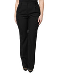 Dolce & Gabbana Black Wool High Waist Boot Cut Dress Pants by Dolce & Gabbana