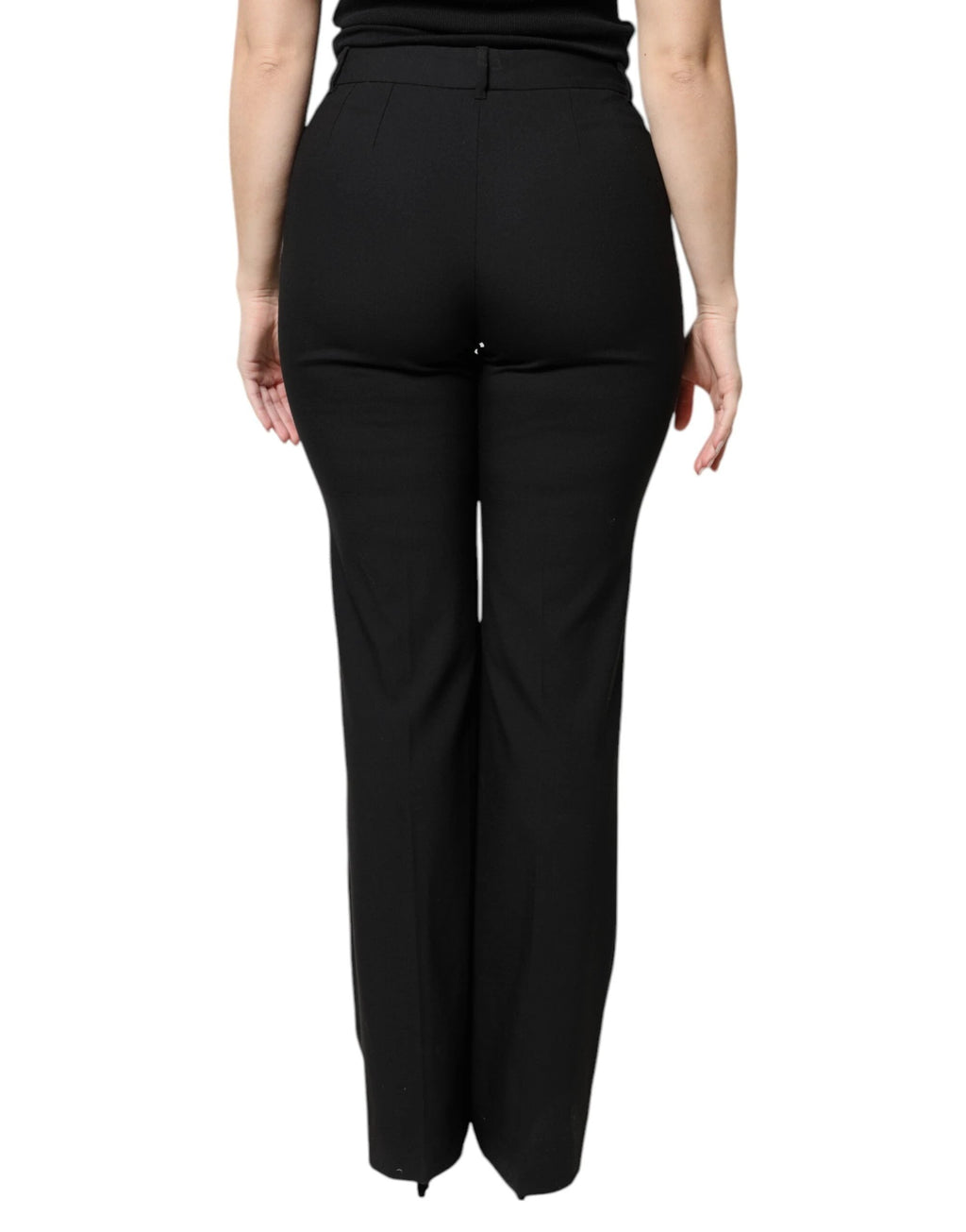 Dolce & Gabbana Black Wool High Waist Boot Cut Dress Pants by Dolce & Gabbana