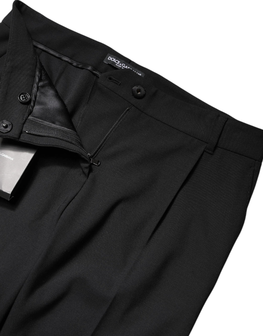 Dolce & Gabbana Black Wool High Waist Boot Cut Dress Pants by Dolce & Gabbana