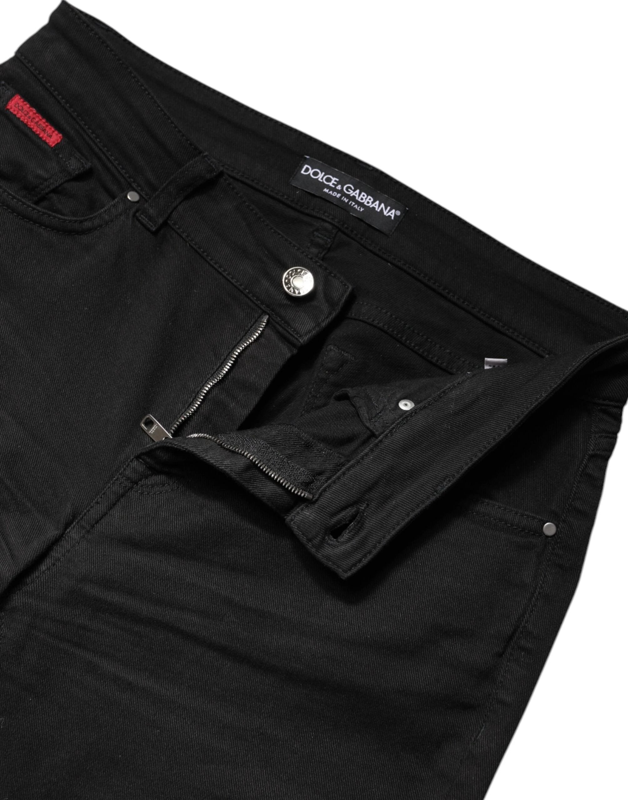 Dolce & Gabbana Black Cotton High Waist Skinny Denim Jeans by Dolce & Gabbana
