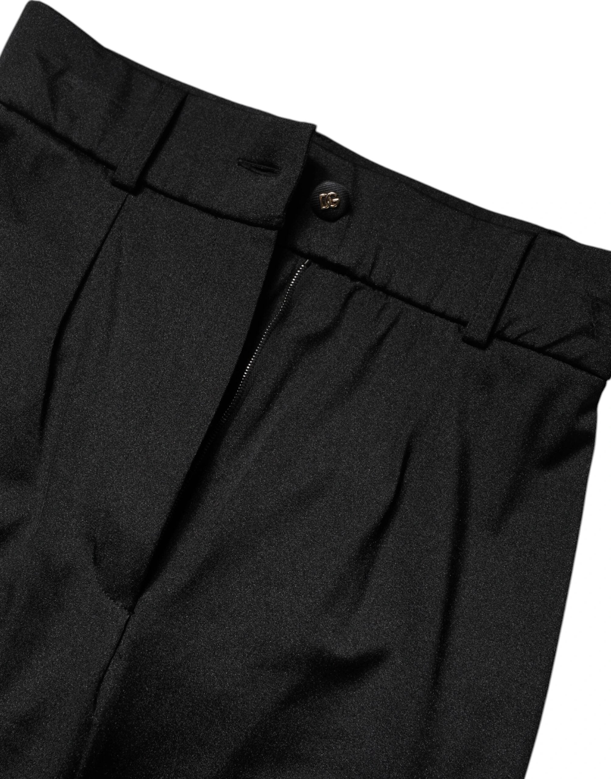 Dolce & Gabbana Black Nylon High Waist Slim Fit Pants by Dolce & Gabbana