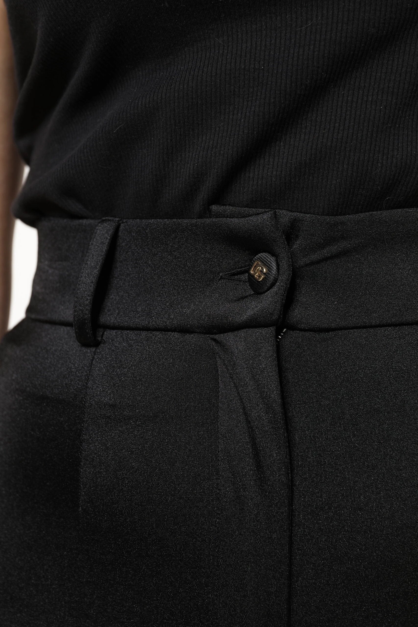 Dolce & Gabbana Black Nylon High Waist Slim Fit Pants by Dolce & Gabbana