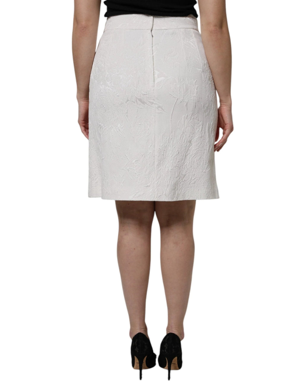 Dolce & Gabbana White High Waist Knee Length Pencil Skirt by Dolce & Gabbana
